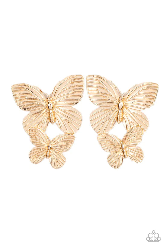 Blushing Butterflies - Gold ♥ Post Earrings