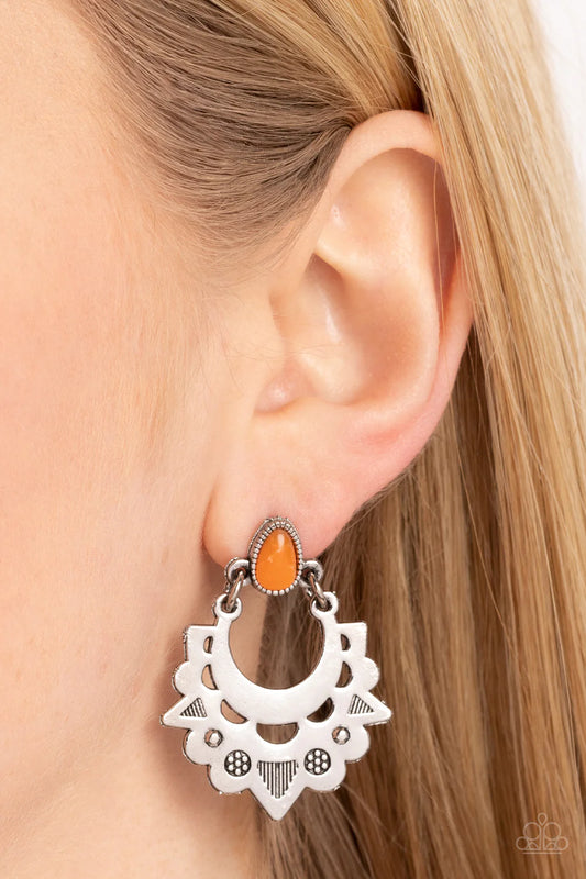 Earthy Zeal - Orange ♥ Post Earrings