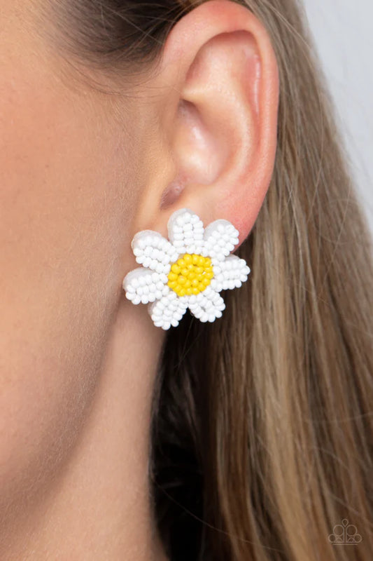 Sensational Seeds - White ♥ Post Earrings