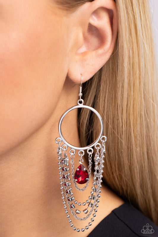 Cascading Clash - Red ♥ Earrings