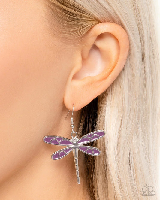 Dragonfly Descent - Purple ♥ Earrings