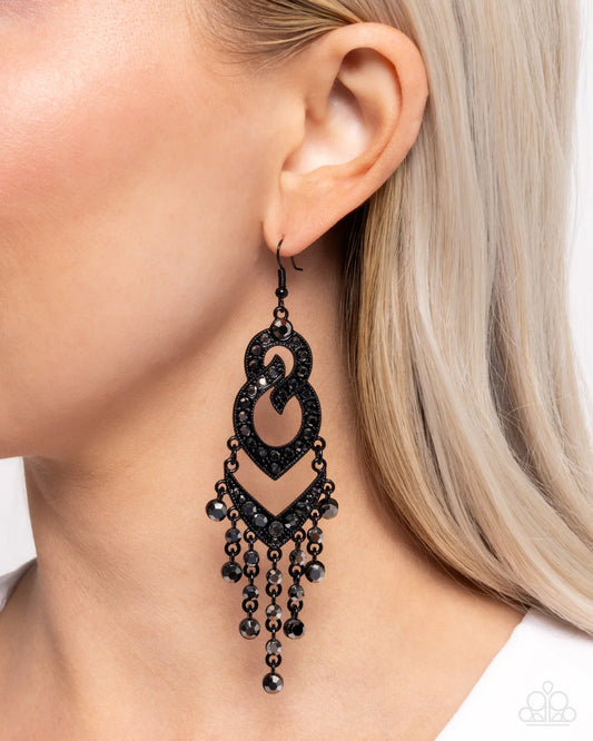 Pristine Precipitation - Black ♥ Earrings
