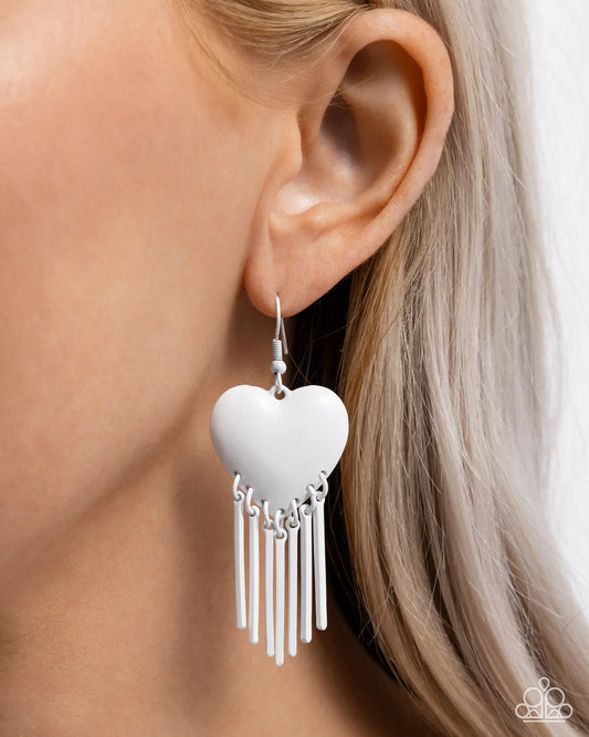Flirty Fringe - White ♥ Earrings