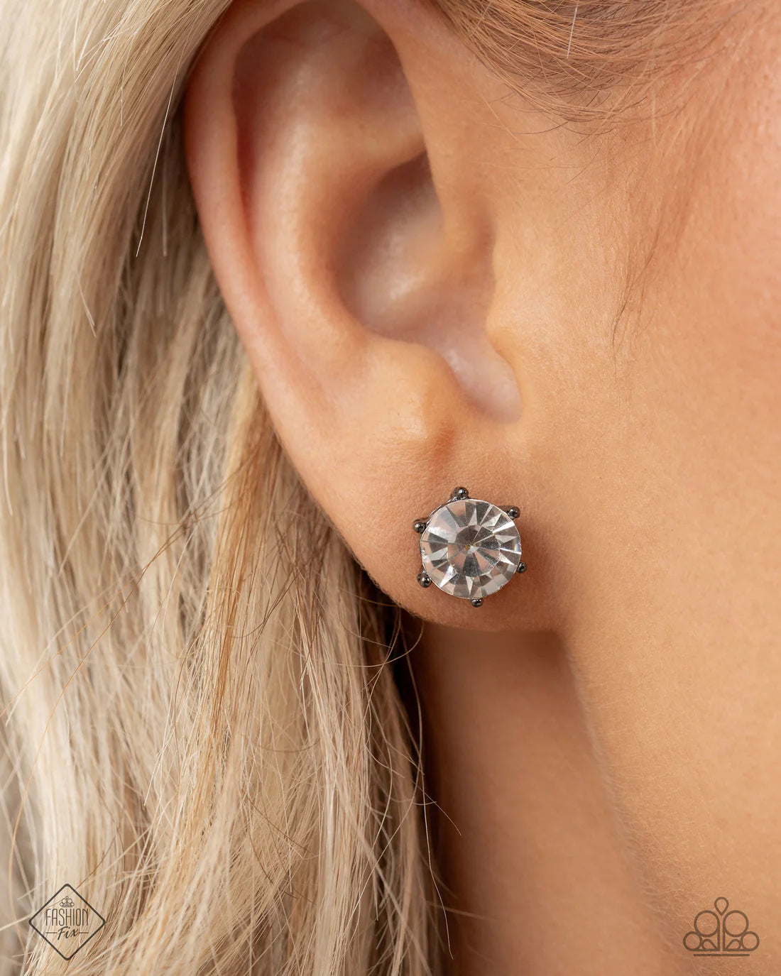 Forceful Facets - Black ♥ Post Earrings