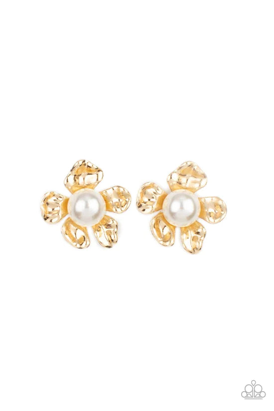 Apple Blossom Pearls - Gold ♥ Post Earrings