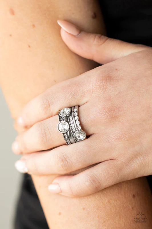 Pack It On - White ♥ Ring