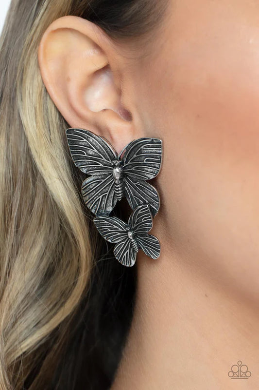 Blushing Butterflies - Silver ♥ Post Earrings