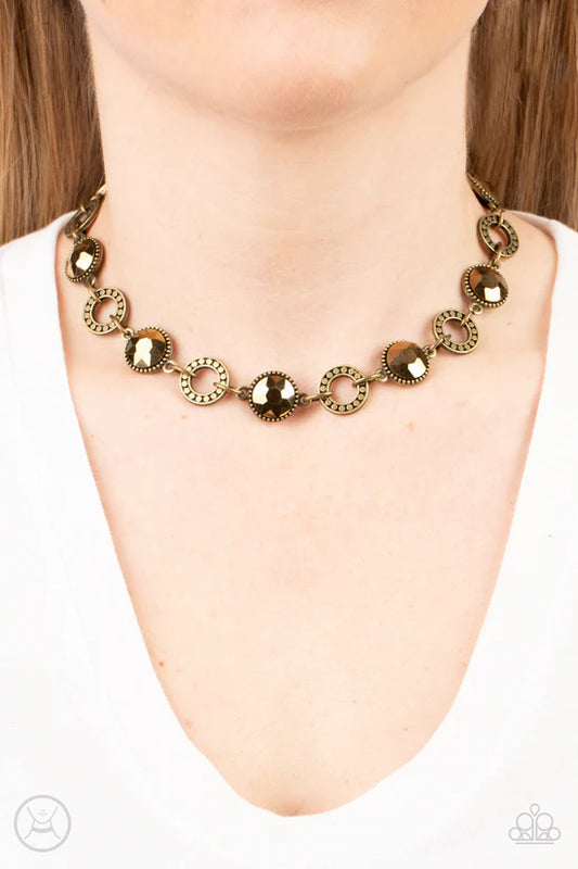 Rhinestone Rollout - Brass ♥ Necklace