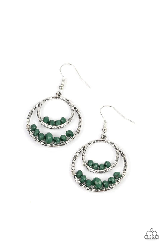 Bustling Beads - Green ♥ Earrings